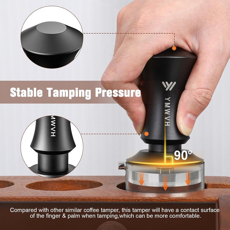 YMWVH Espresso Tamper 58.3mm with 20lb/30lbs Replacement Springs Tamper Black, Premium Barista Coffee Tamper With 100% Stainless Steel Ripple Base, Compatible with Rancilio, Gaggia Portafilter, E61 Group - Image 5